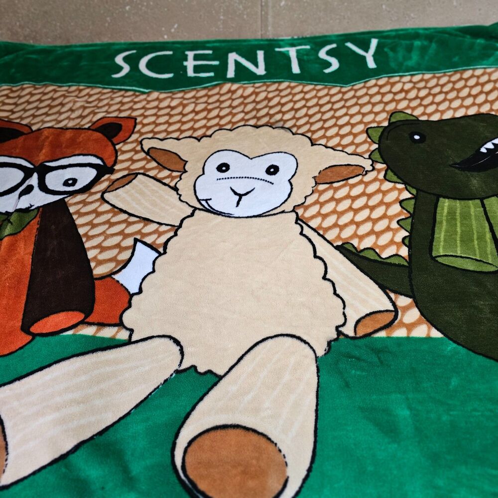Scentsy Buddy Baby Blanket Fox Lamb Alligator Green 50x60 Plush Throw EUC